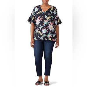 JUNA ROSE PLUS SIZE TOP FLORAL VIBRANT COLORS